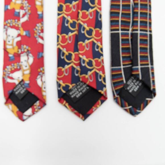 Paolo Gucci Designer 100% Silk Bear Chain Link Flag Neckties Neck Ties - Picture 4 of 12